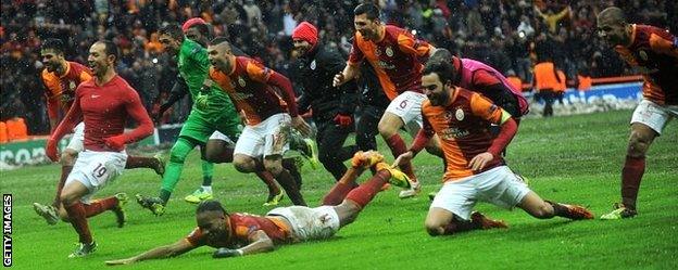 Galatasaray celebrate beating Juventus