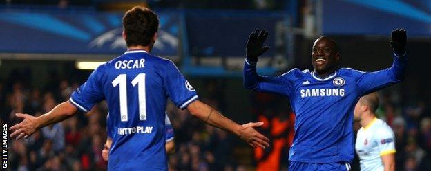 Demba Ba celebrates Chelsea goal