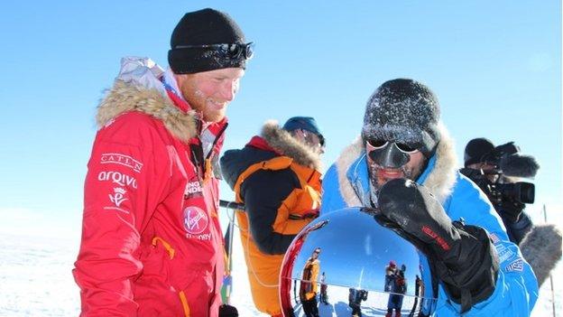 Prince Harry touches the South Pole