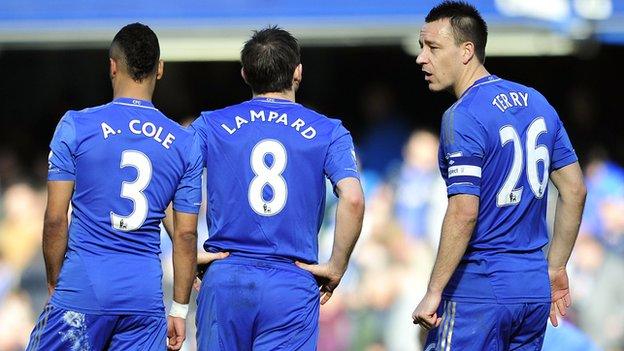 Ashley Cole, Frank Lampard and John Terry