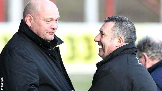 David Jeffrey with Glentoran manager Eddie Patterson