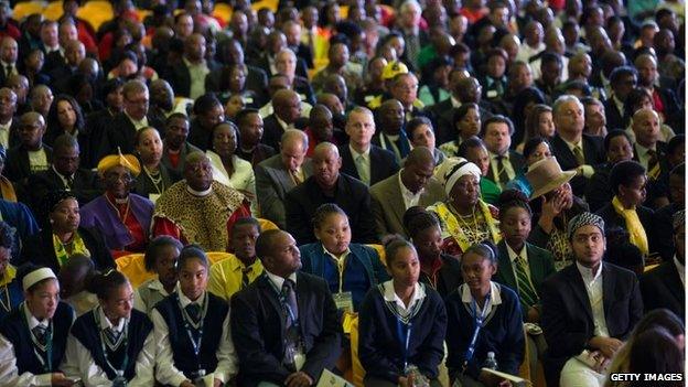 ANC supporters at the ceremony in Waterkloof airbase (14 Dec 2013)