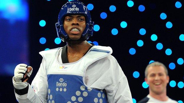 Lutalo Muhammad celebrates winning World Grand Prix
