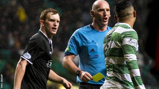 Emilio Izaguirre was booked for a penalty box dive