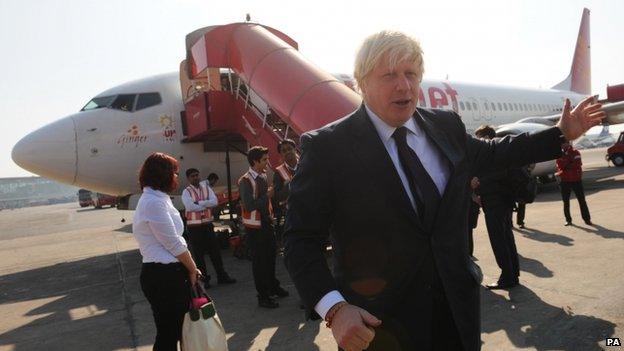 Boris Johnson about to board a plane