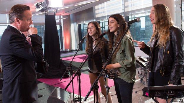 David Cameron meets Haim on the Andrew Marr show, September 2013