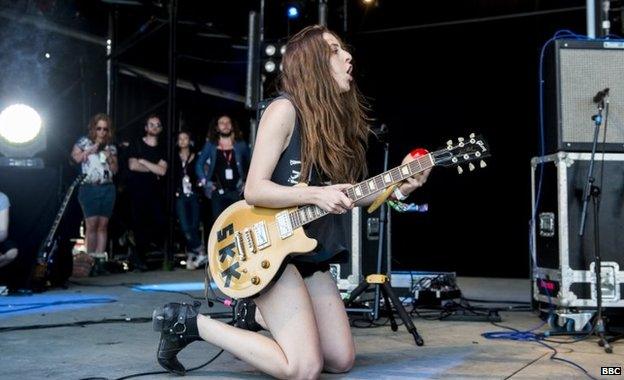 Alana Haim on the Park Stage at Glastonbury