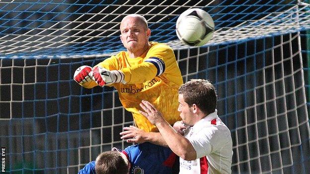 Alan Blayney in action Ards in the League Cup last year