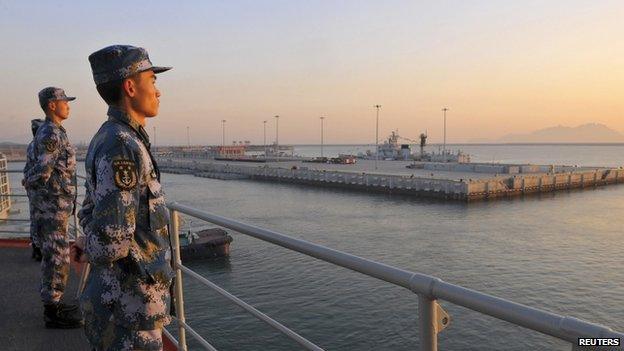 File photo: Chinese naval soldiers on board China's aircraft carrier Liaoning, 30 November 2013