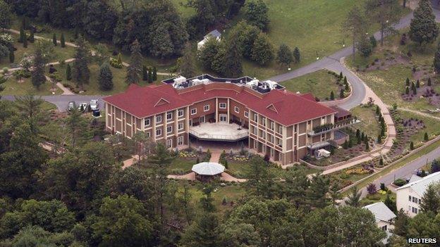 An aerial view of the Golden Generation Worship and Retreat Center in rural Saylorsburg, Pennsylvania, July 2013