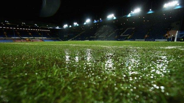 Waterlogged pitch at Hillsborough