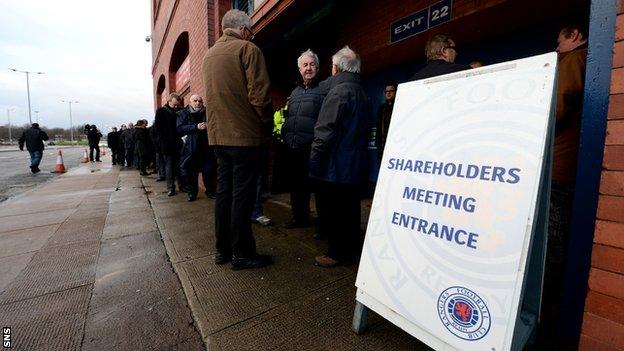 Rangers shareholders gather at Ibrox for Thursday's AGM