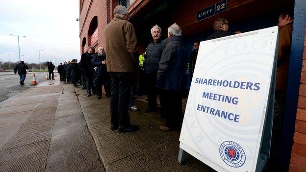 Shareholders gather at Ibrox for the Rangers AGM