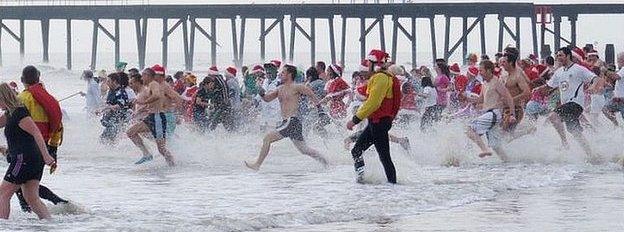 Christmas Day swim at Lowestoft