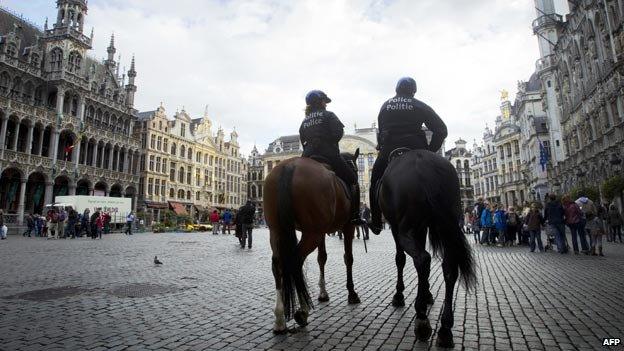 Mounted police on streets of Brussels