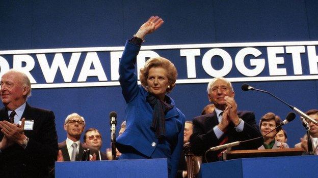 Lady Thatcher at 1983 Tory conference