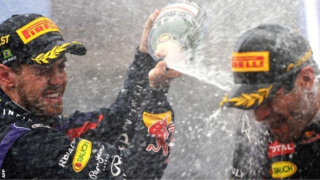 Sebastian Vettel and Mark Webber in Brazil