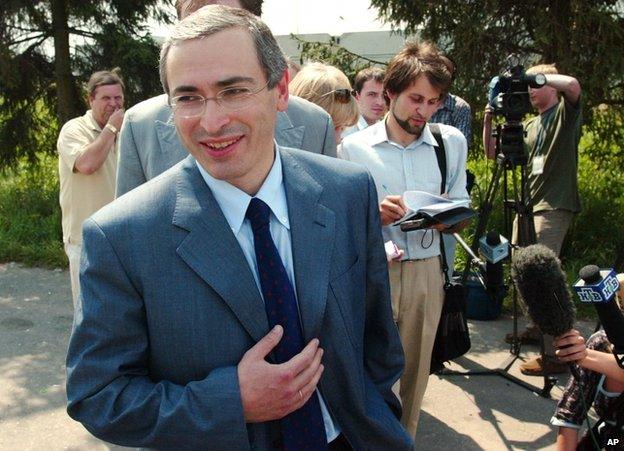 Mikhail Khodorkovsky at a Moscow airport, after returning from a visit to the US, 16 July 2003