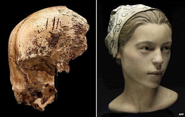 Jamestown woman's skull and reconstruction