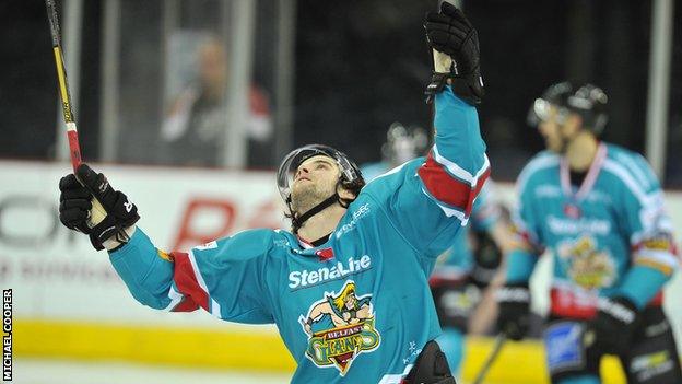 Darryl Lloyd celebrates after scoring his second Giants goal against Coventry