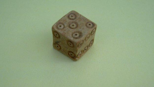 Bone dice were found on the site