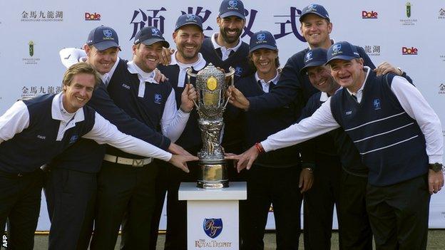 Europe celebrate beating Asia in the Royal Trophy