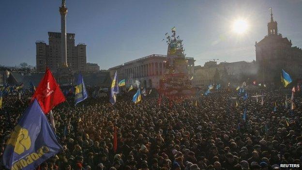 Pro-EU protesters on Kiev's Independence Square - 22 December