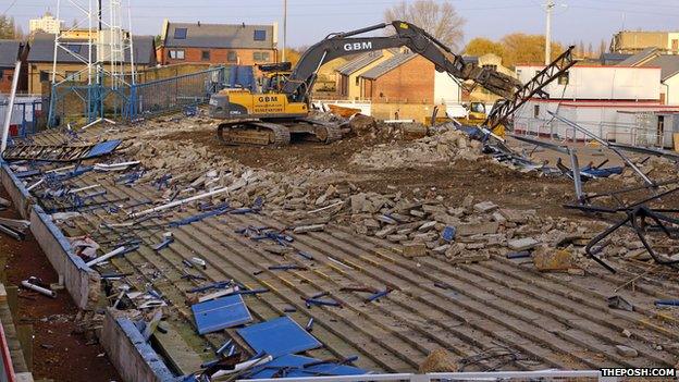 Demolished Moy's End stand at Peterborough United