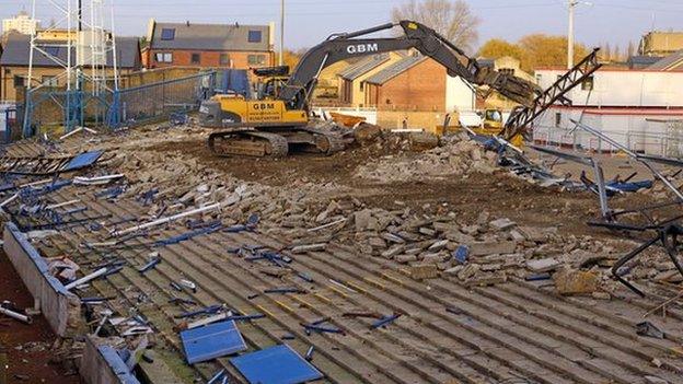 Demolished Moy's End stand at Peterborough United