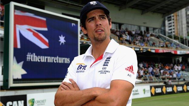 17.12.13 - England captain Alastair Cook after losing the Third Ashes Test Match between Australia and England at WACA on December 17, 2013 in Perth, Australia.