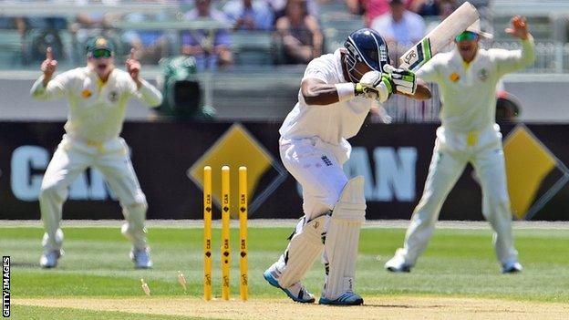 Michael Carberry is bowled