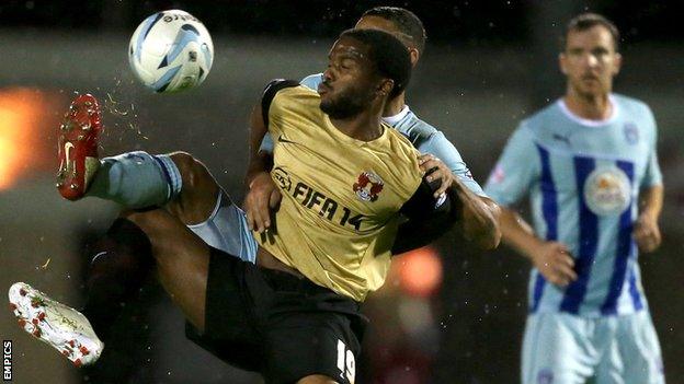 Leyton Orient's Yohann Lasimant in action against Coventry City