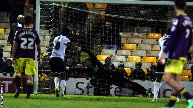 Gavin Tomlin strikes Port Vale's winner against Notts County from the penalty spot