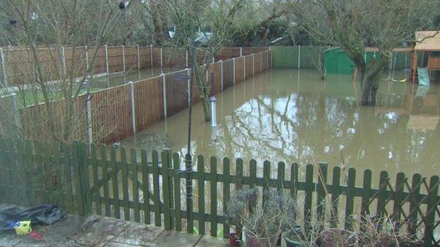 Flooded garden in Byfleet