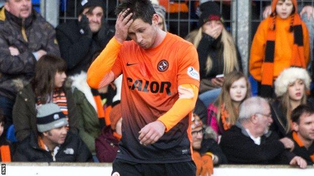 Calum Butcher was sent off at McDiarmid Park