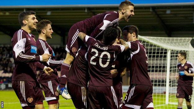 Hearts players celebrating