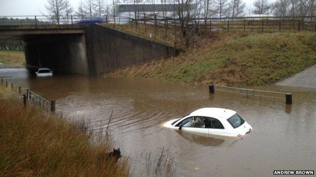 Flooding at Lesmahagow in South Lanarkshire