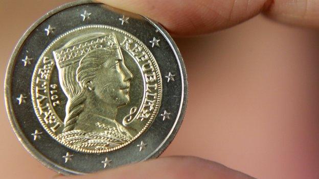 Latvian two-euro coin