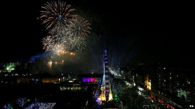 Fireworks over central Edinburgh