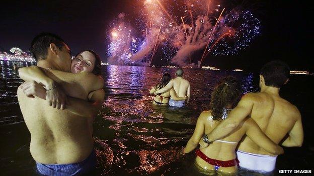 Firework display over Rio de Janeiro