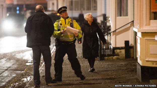 Seafront homes in Aberystwyth were evacuated on Friday evening