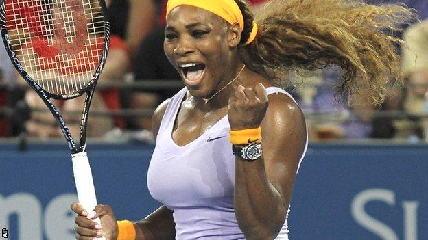 Serena Williams celebrates her Brisbane victory