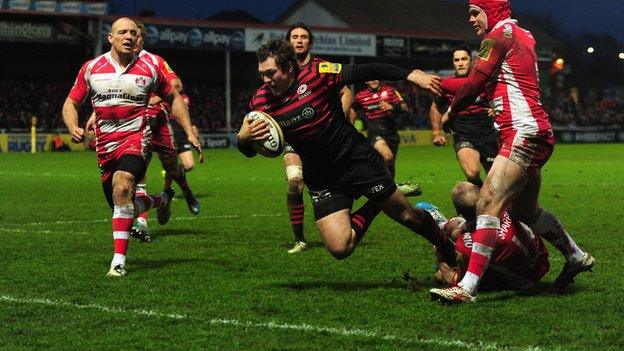 Alex Goode scores for Saracens