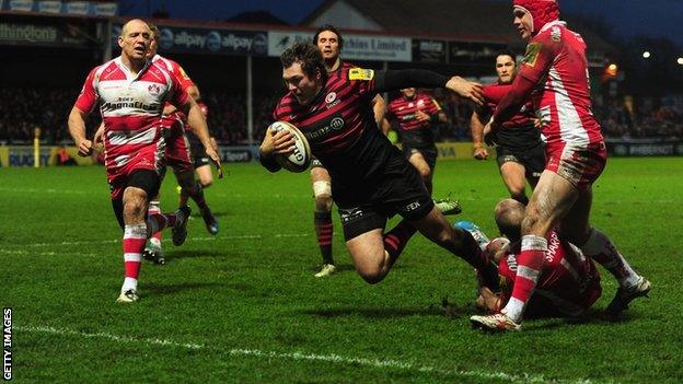 Alex Goode scores for Saracens