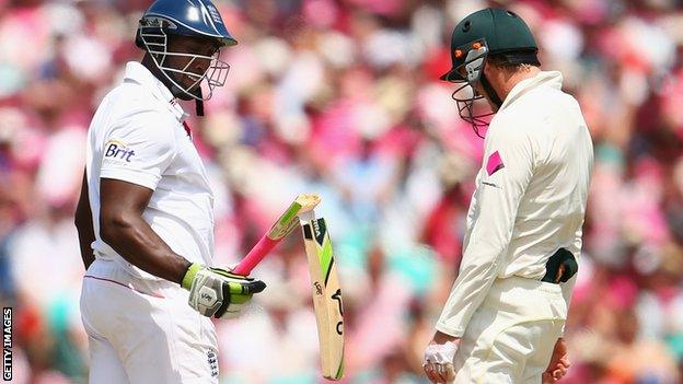 Michael Carberry breaks his bat