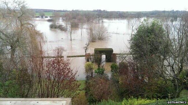 Stuart McGregor said the river at Crawford Bridge in Spetisbury, Dorset, was not as high as Christmas eve but was "still rising"