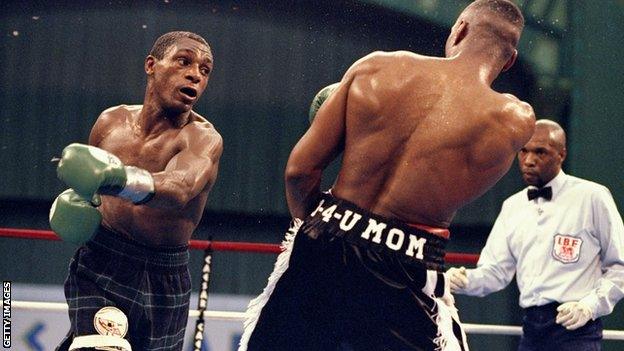 Herol Graham (left) fighting Charles Brewer in 1998