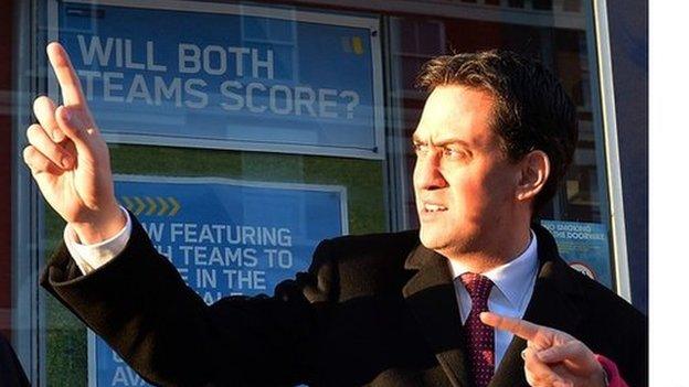 Ed Miliband outside a bookmakers in north London last month