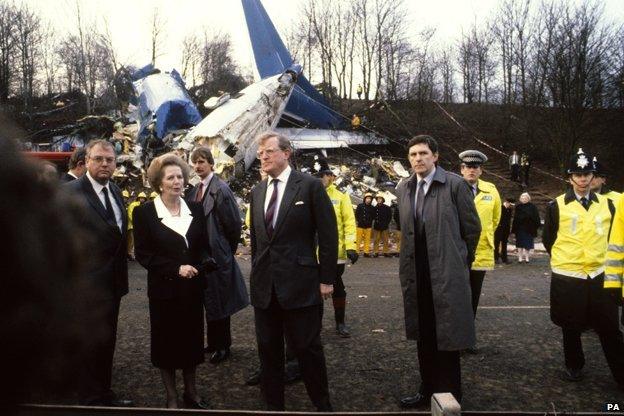 Margaret Thatcher at the crash scene the morning after