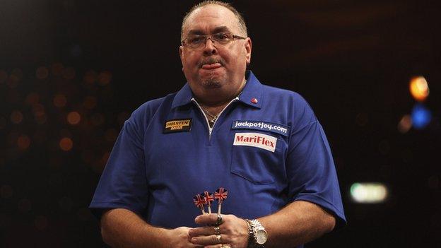 Tony O'Shea during his first round defeat by Martin Adams at the BDO World Professional Darts Championships